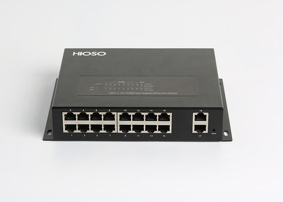 HiOSO 16 100M Port 2 100 / 1000M Rj45 سوئیچ شبکه ، سوئیچ کابل فیبر نوری