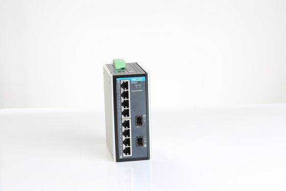 2 1000M SFP 8 10/100 / 1000M RJ45 Din Rail Ethernet Switch Industrial